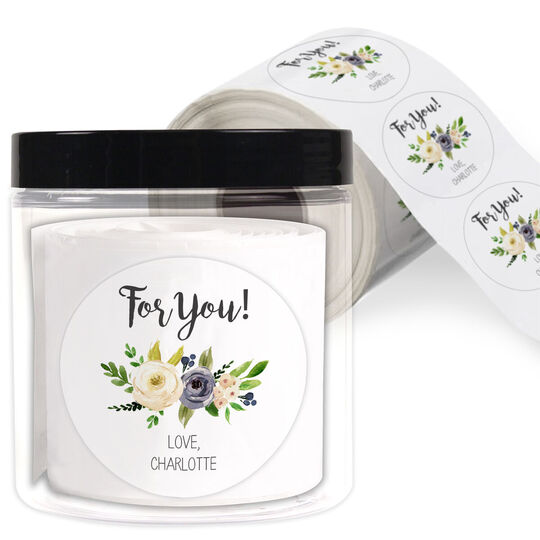 Gray and Ivory Roses Gift Stickers in a Jar